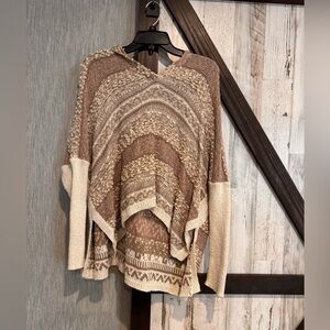 Hollister Brown and Cream Poncho Sweater